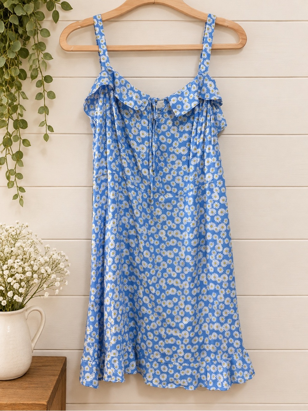 Forever 21+ Blue Daisy Print Mini Dress – Size 2X | Side Zip | Cute Summer Dress